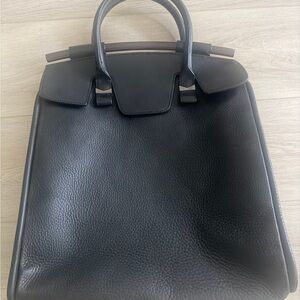 J. Mendel Black Pebble Leather Top-Handle Bag with Dust Bag